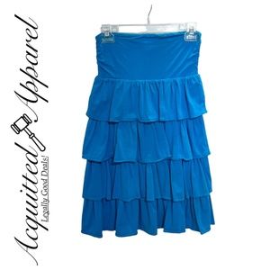 J. Crew Strapless Ruffled Layered Teal Blue Dress